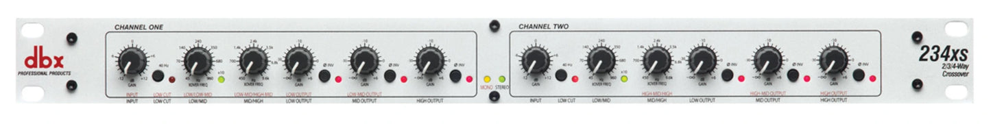 234xs Stereo 2/3 Way, Mono 4-Way Crossover with XLR Connectors